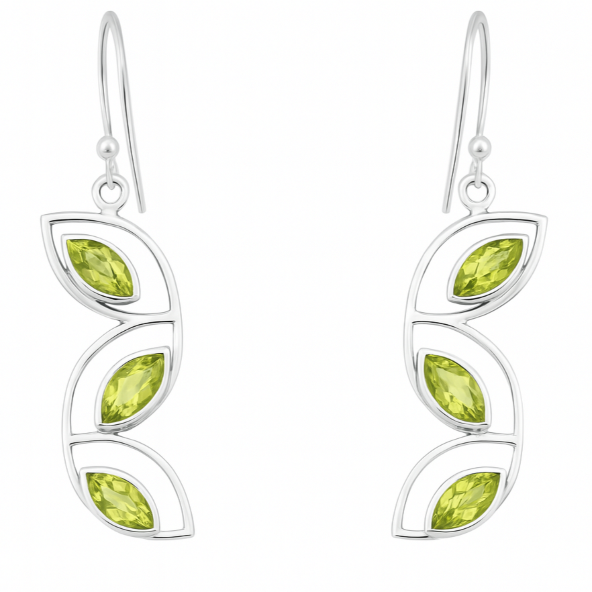 Peridot Cascading Leaves Sterling Earrings 