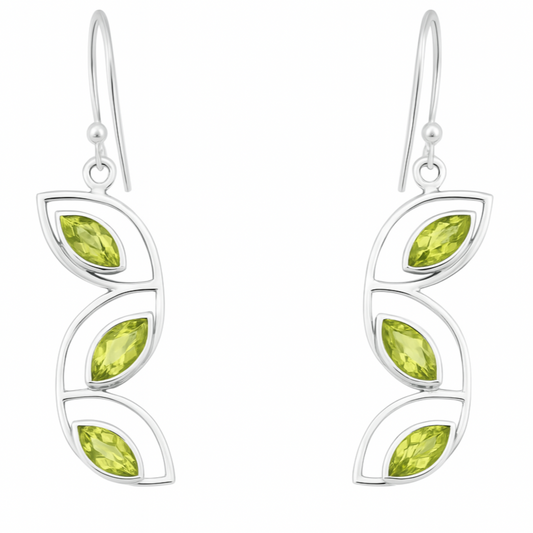 Peridot Cascading Leaves Sterling Earrings 