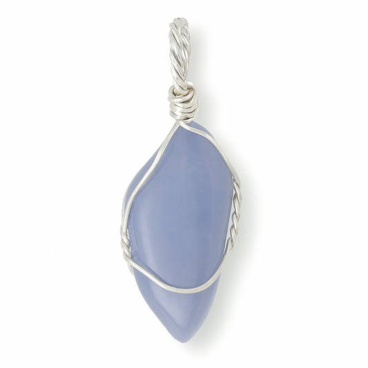 Chalcedony Free Form Wire Wrapped Pendant - New Earth Gifts