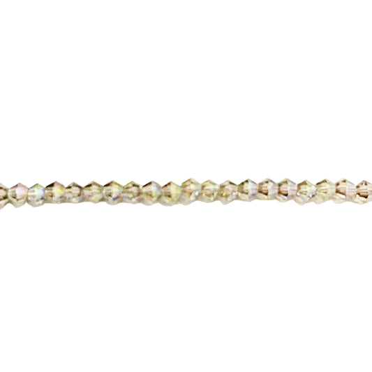Crystal champaign faceted bicone beads with a thunder-polished glass finish
