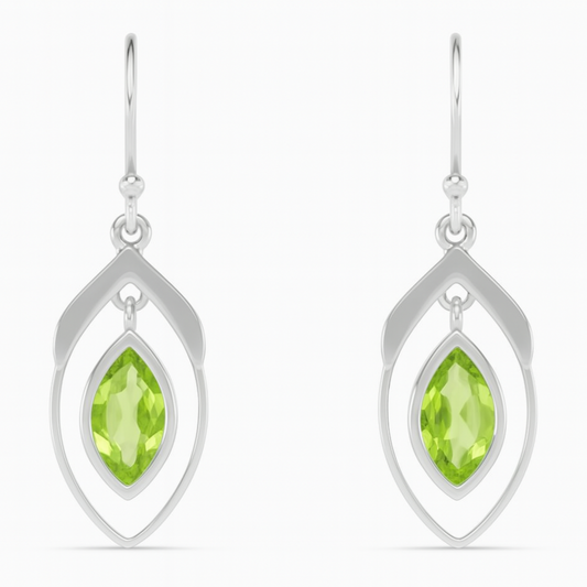 Peridot Sterling Faceted Earrings Double Marquis-New Earth Gifts