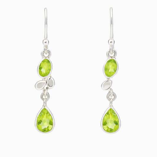 Sterling Peridot Double Drop Style Earrings