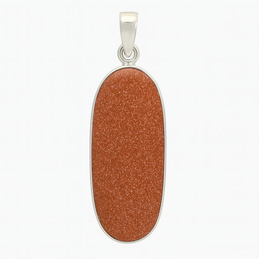 Sterling Goldstone Rounded Rectangle Style Pendant - New Earth Gifts