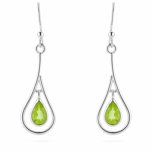 Peridot Faceted Dangle Sterling Earrings | New Earth Gifts