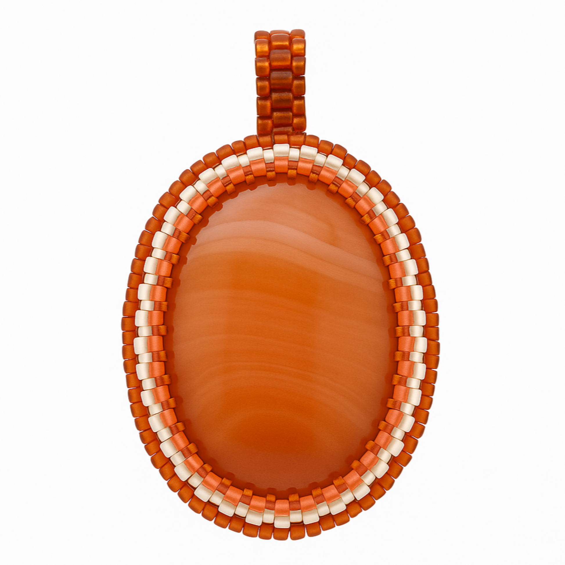 Fire Agate Oval Gemstone Pendant with Beaded Bezel New Earth Gifts