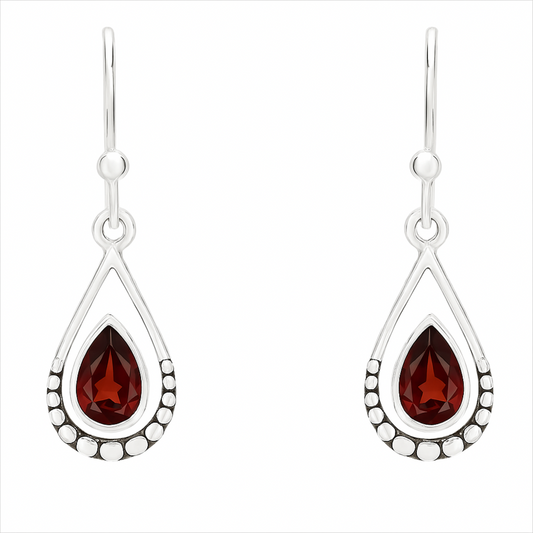 Garnet Faceted Dangle Sterling Sunrise Earrings- New earth gifts