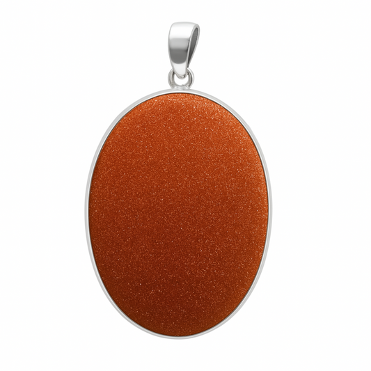 Sterling Goldstone Large Oval Pendant -New Earth Gifts