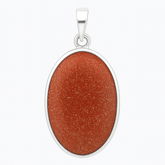 Sterling Goldstone Oval Pendant - New Earth Gifts