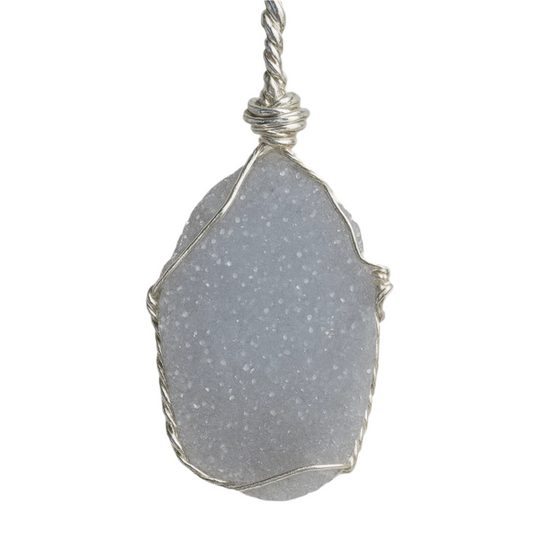 Agate Druzy Pendant - Gray Agate Slice