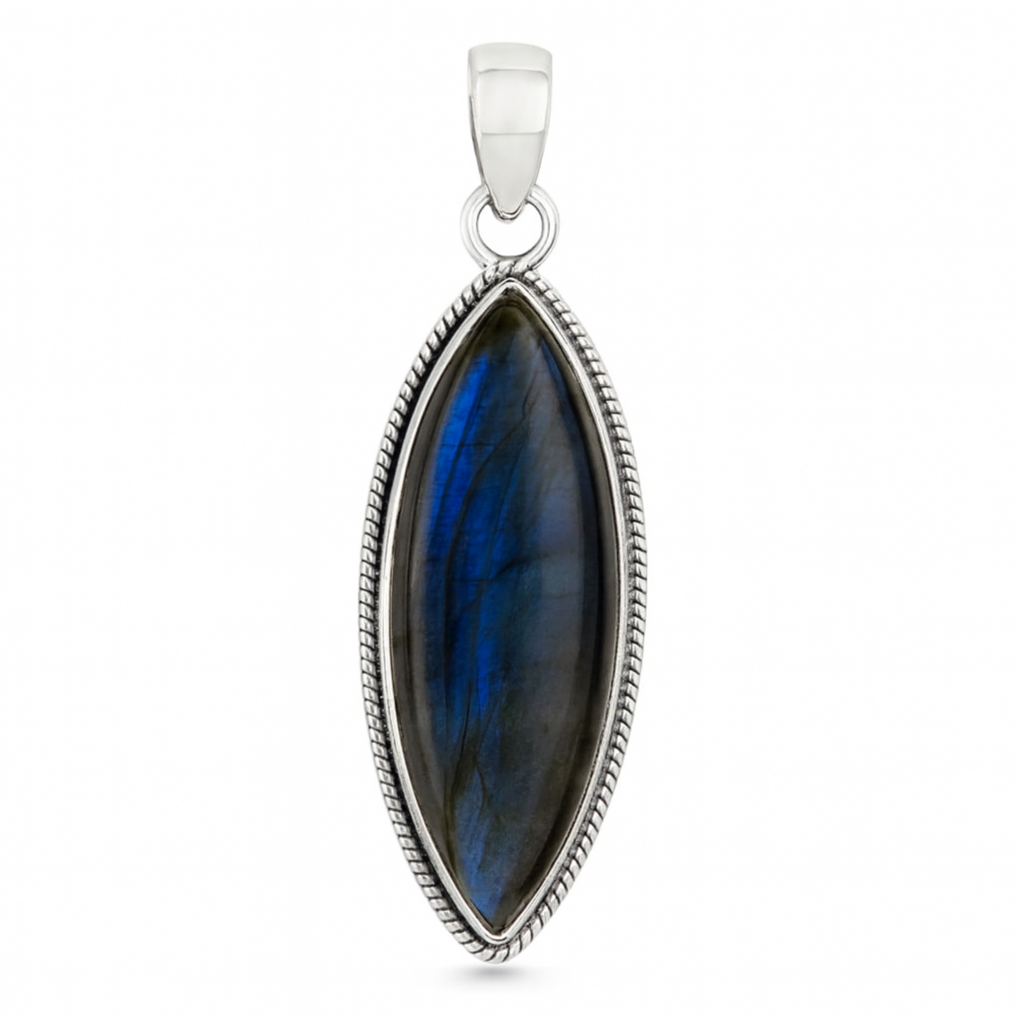 Labradorite Marquis Pendant in a "Beaded" Bezel | New Earth Gifts