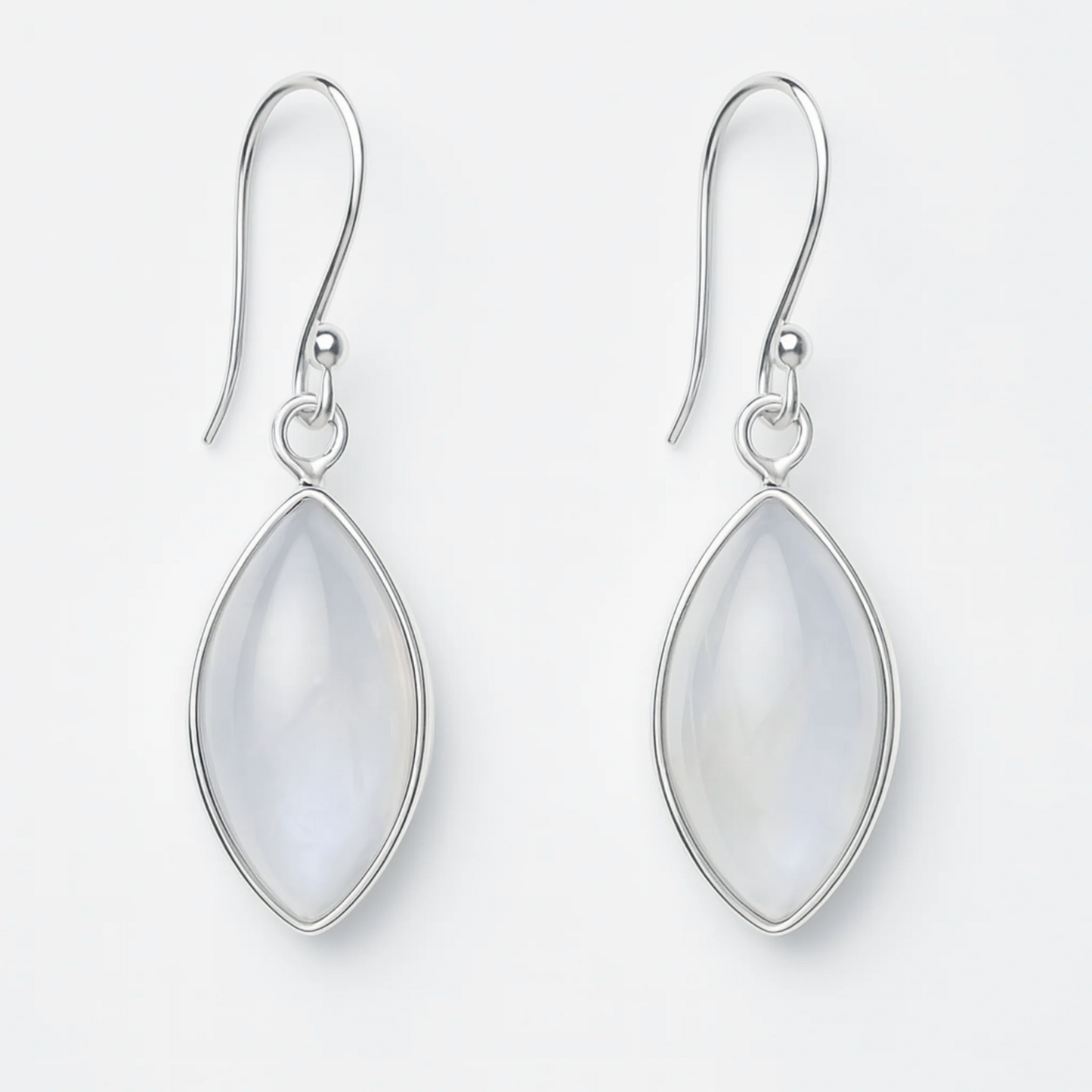 Rainbow Moonstone Marquis Sterling Earrings  - New Earth Gifts and Beads