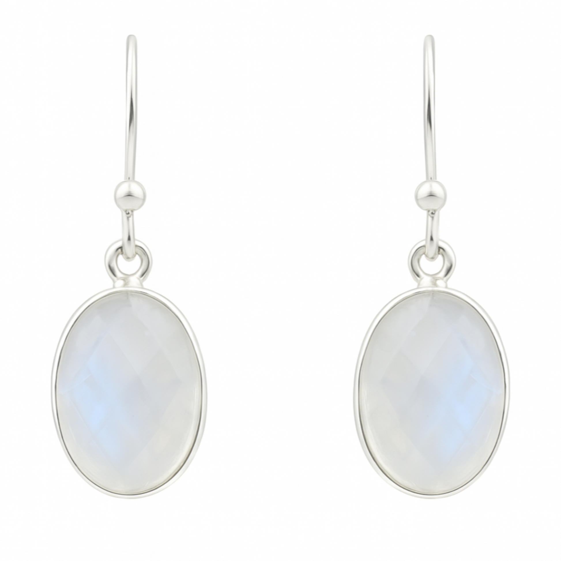 Moonstone Oval Sterling Silver Earrings - New Earth Gifts and Beads
