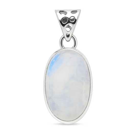 Rainbow Moonstone Sterling Oval Pendant | New Earth Gift