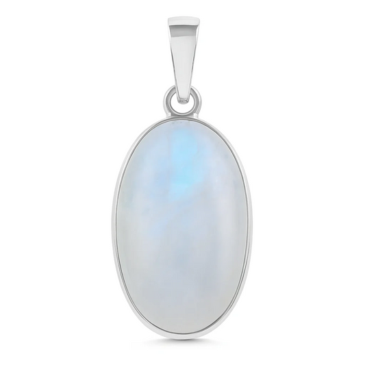 Rainbow Moonstone Silver Oval Pendant | New Earth Gift
