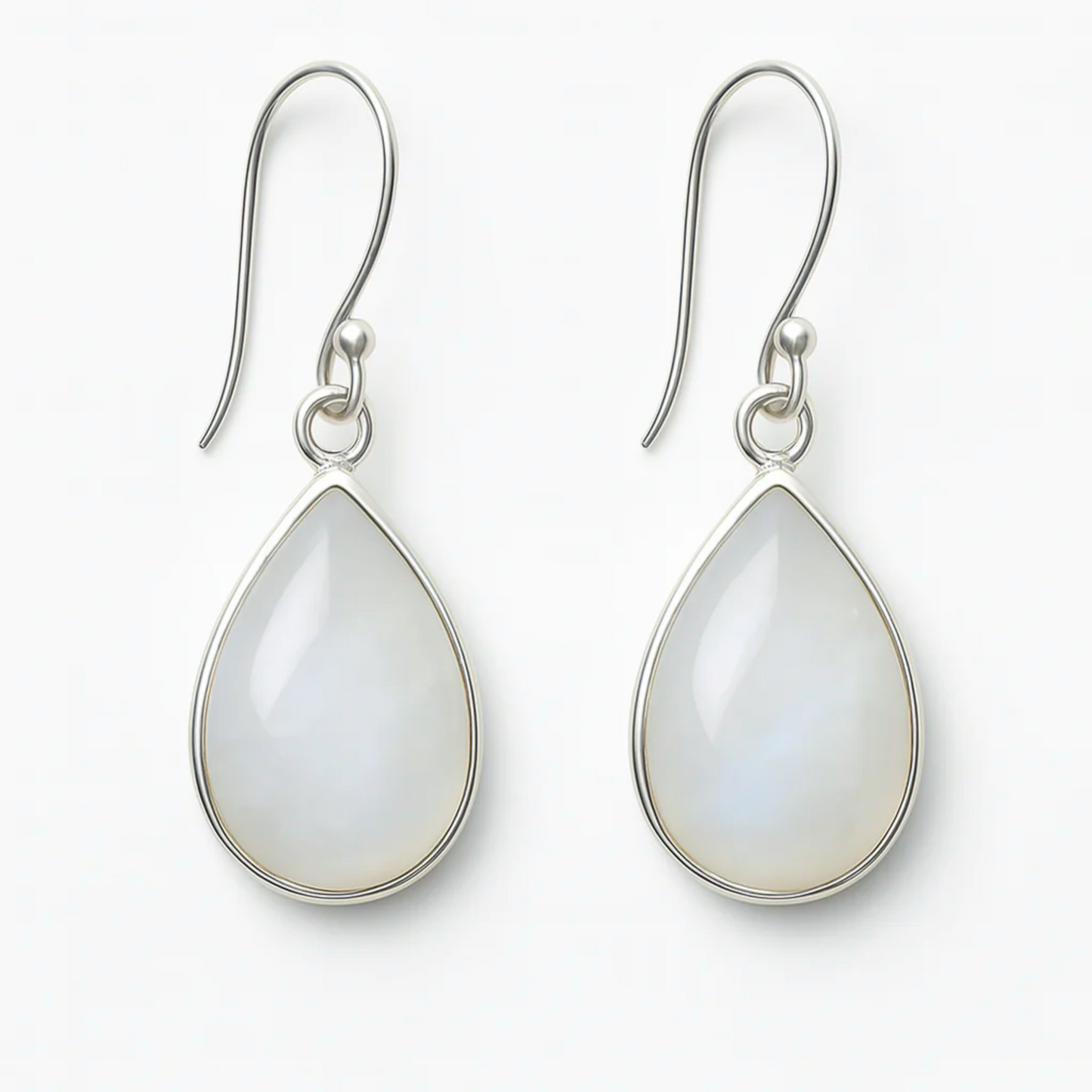 Rainbow Moonstone Teardrop Style Sterling Earrings