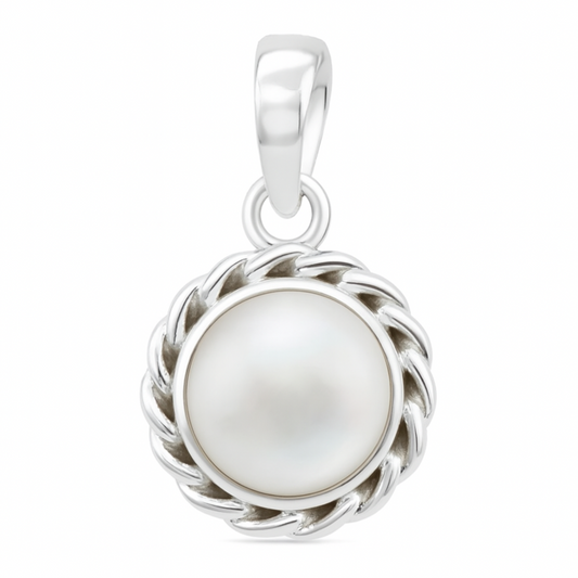 Mother of Pearl Pendant in Dainty Sterling Silver Setting | New Earth Gifts