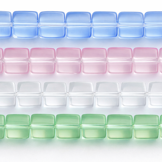 Crystal Cube Beads – 5mm Smooth Pastel Glass – Multiple Colors
