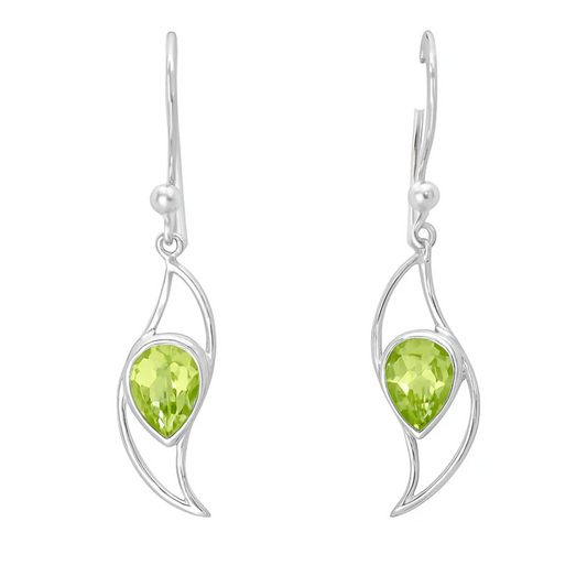 Peridot Faceted Sterling Wave Style Earrings | New Earth Gifts