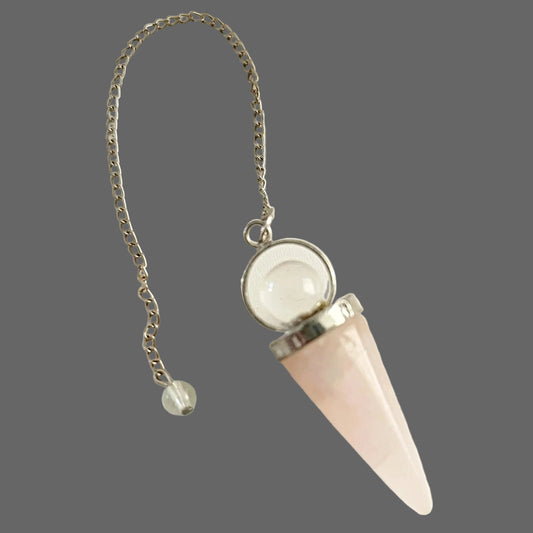 Rose Quartz Cone Pendulum With Sphere for Meditation Choices - New Earth Gifts