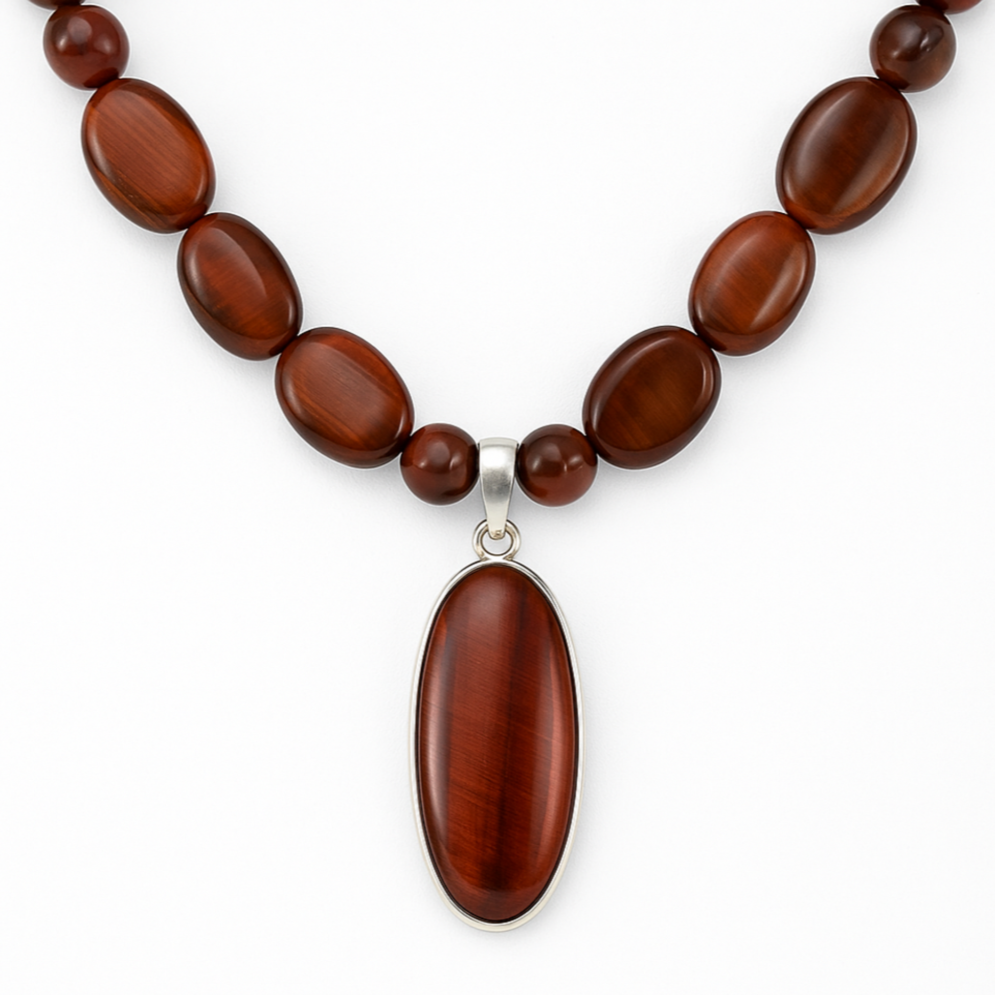 Beaded Necklace of Genuine Red Tigers Eye - new earth gifts