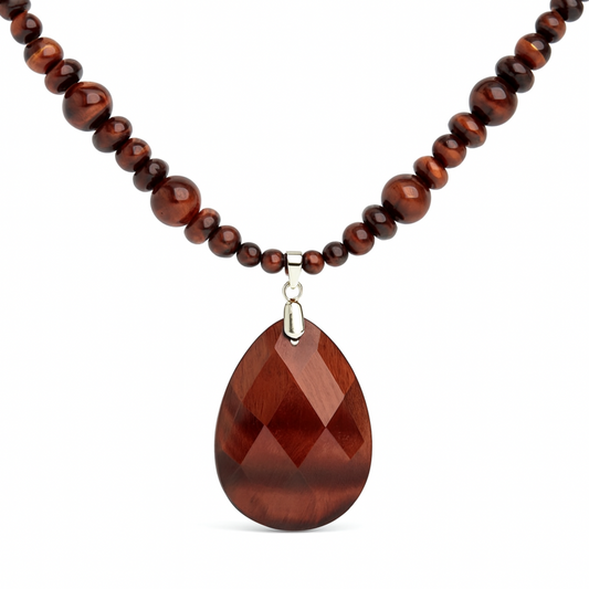 Red Tiger Eye Neckalce with Pendant - New Earth Gifts and Beads