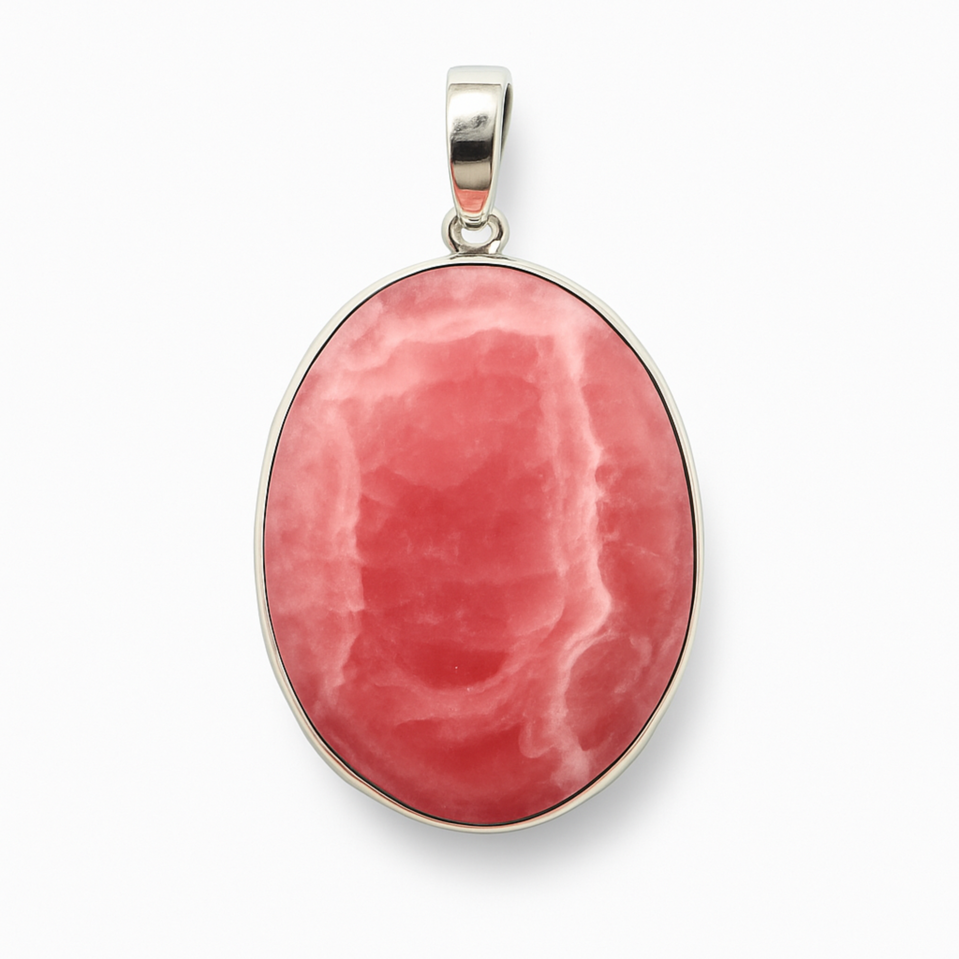 Rhodochrosite Classic Oval Sterling Pendants - New Earth Gifts