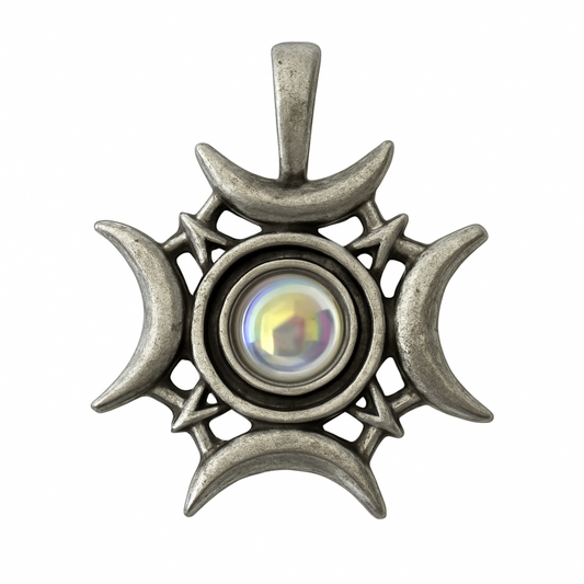 Pewter Pendant of 4 Moon Phases | New Earth Gifts and Beads