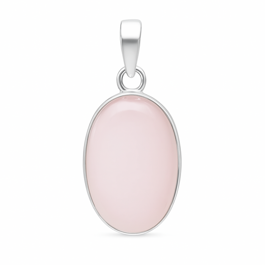 Rose Quartz Oval Sterling Pendant 