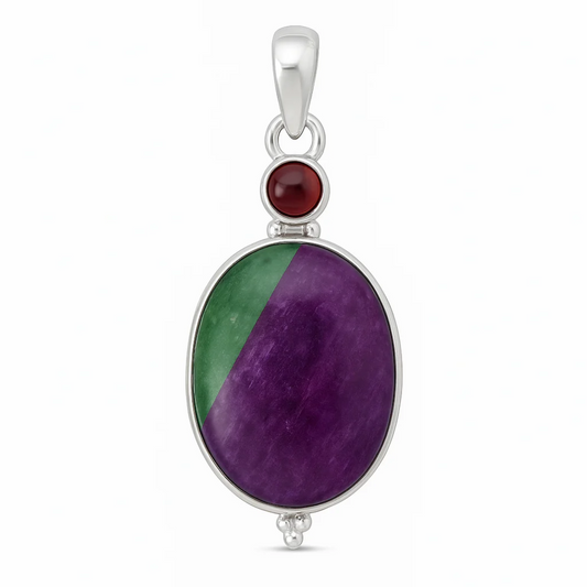 Ruby Zoisite Sterling Pendant. New Earth Gifts