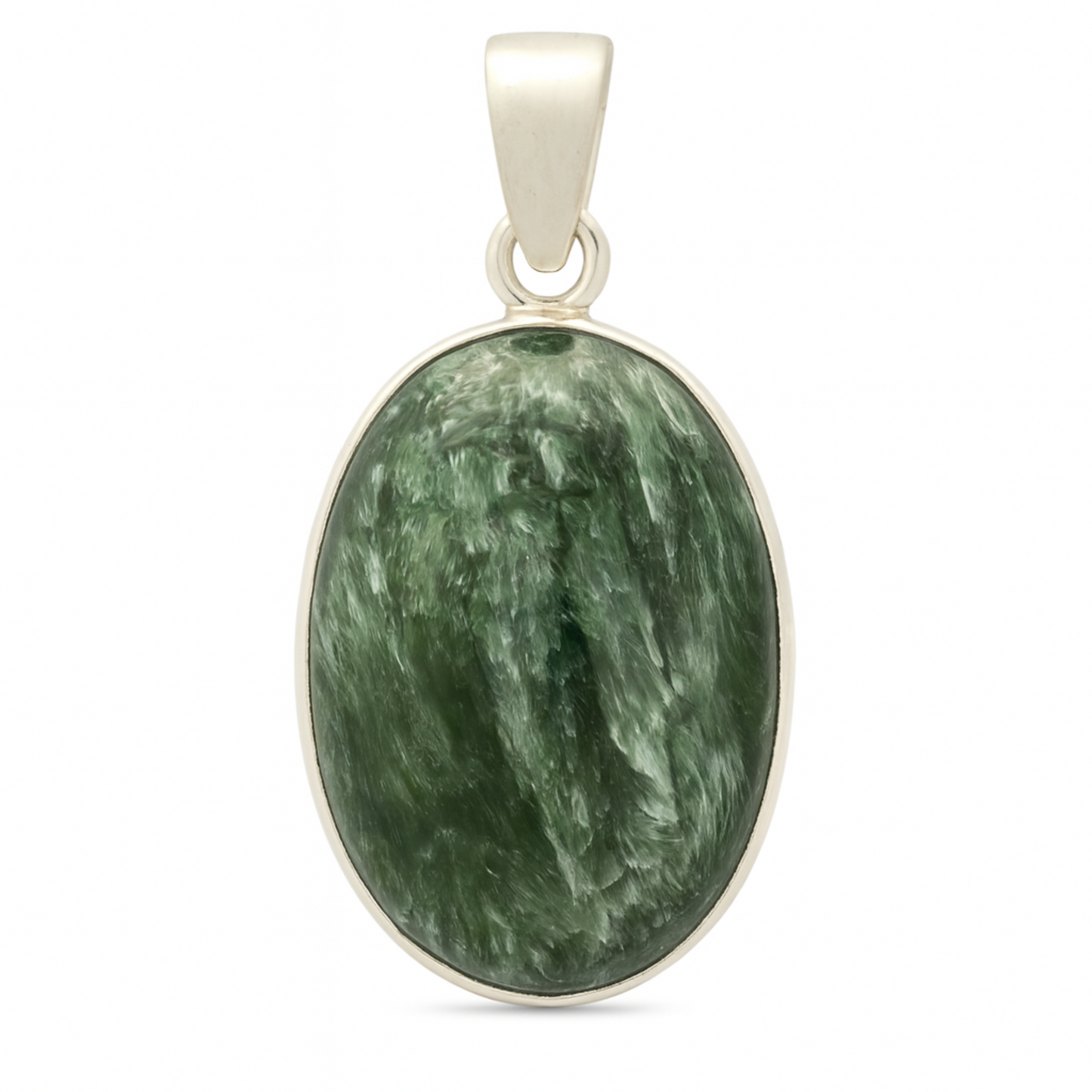 Seraphinite Classic Oval Sterling Pendant - New Earth Gifts