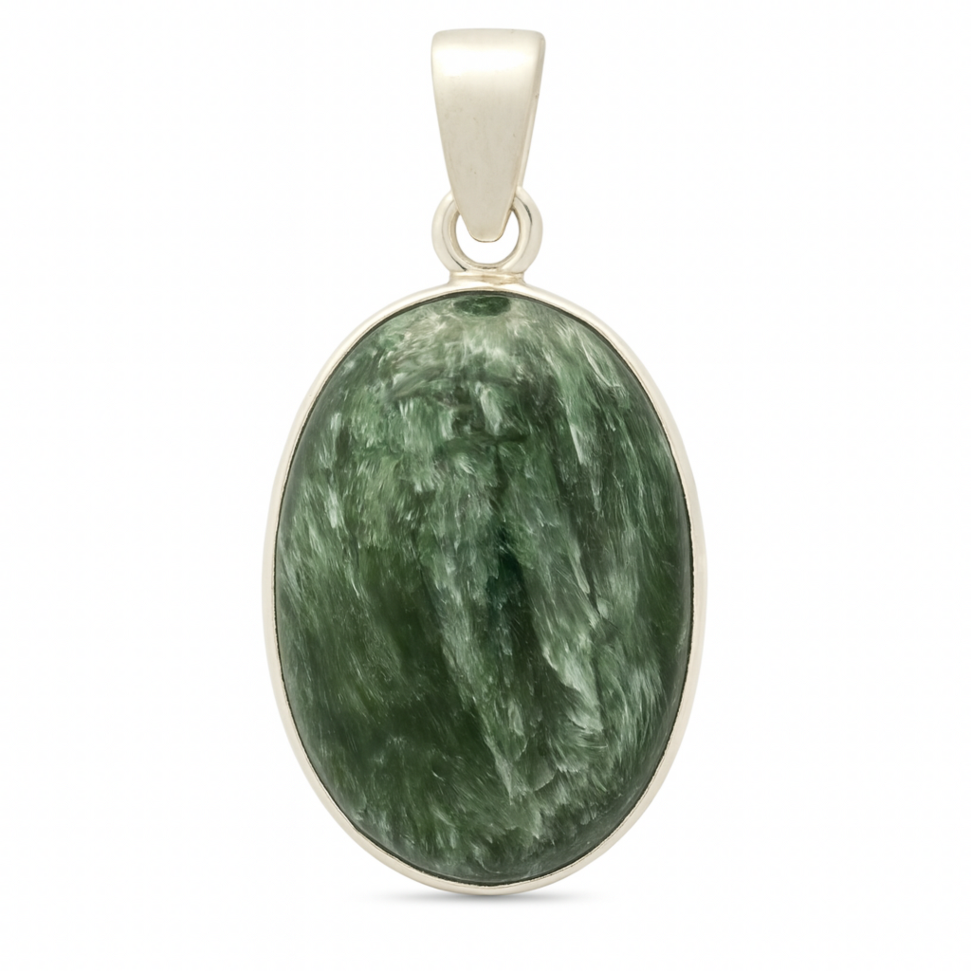 Seraphinite Classic Oval Sterling Pendant - New Earth Gifts