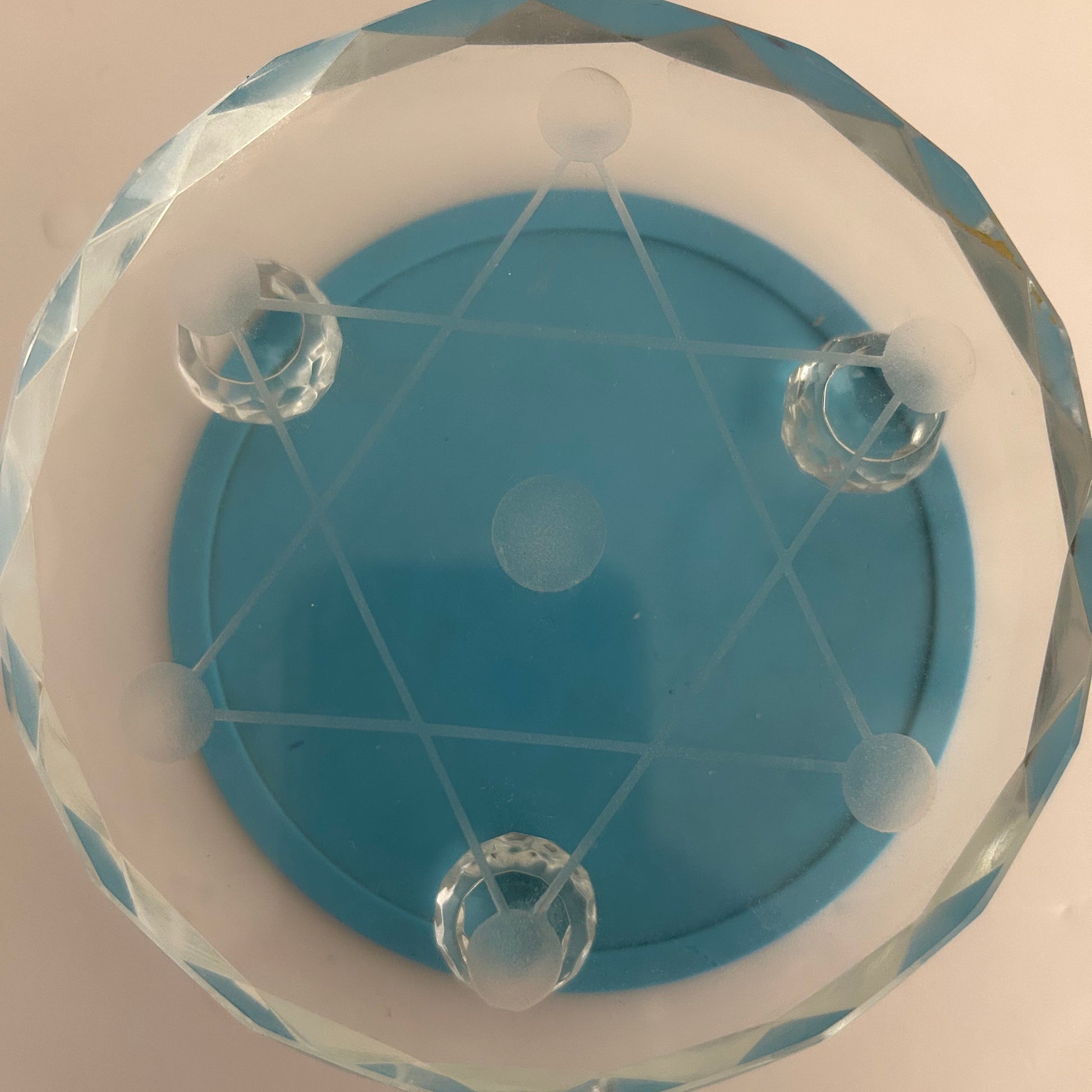 Merkaba etched glass base