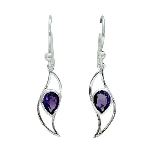 Amethyst Sterling Silver "Waves" Earrings - New Earth Gifts