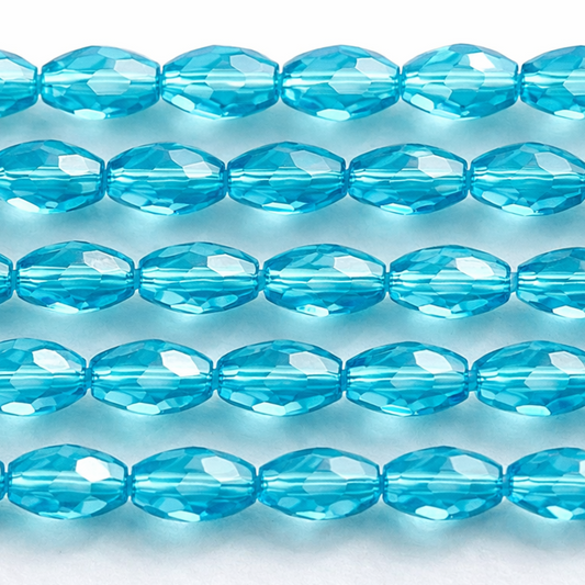 Crystal Faceted Rice Beads – 4mm Blue Glass