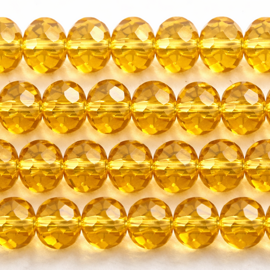 Crystal Faceted Rondelle Beads – 8mm Sunny Yellow Glass