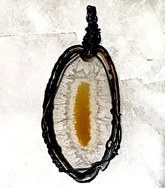 Agate Slice Wire Wrap Pendant Unique Eye Design - New Earth Gifts 