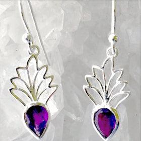 Tiara Sterling Silver Amethyst Earrings - New Earth Gifts