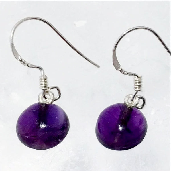 Amethyst Earrings - Sterling Silver, Simple Flat Back | New Earth Gifts