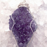 Amethyst Drusy Large Wire Wrap Unique Pendant - New Earth Gifts