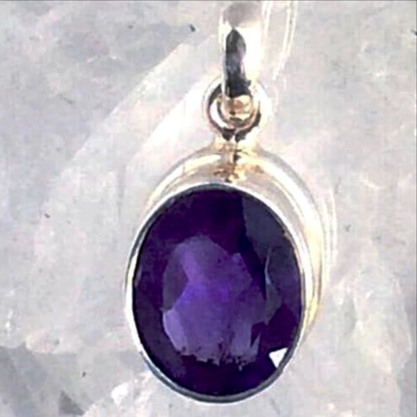 Amethyst Faceted Sterling Silver Pendant- New Earth Gifts