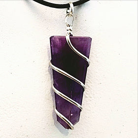 Amethyst Pendant Diagonally Wrapped for Motion and Energy - New Earth Gifts