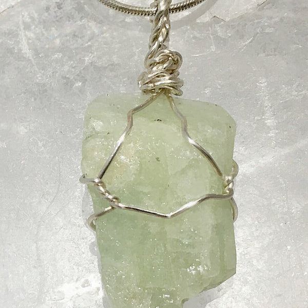 Aquamarine Natural Pendant Wire Wrap for Meditation | New Earth Gifts