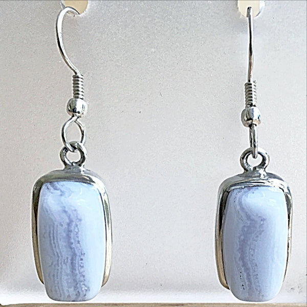 Sterling Silver Blue Lace Agate Earrings - New Earth Gifts