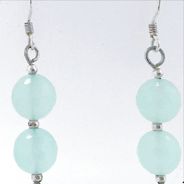 Chalcedony Sterling Earrings Faceted Beads -New Earth Gifts