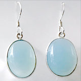 Chalcedony Sterling Silver Oval Earrings - New Earth Gifts