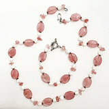 Cherry Quartz and Salt Water Pearl Necklace Bracelet Set - New Earth Gifts