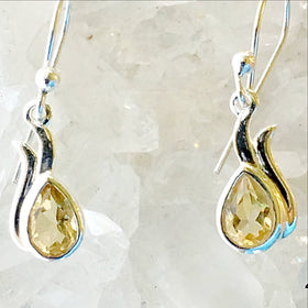 Citrine Sterling Silver Earrings Dew Drop Design - New Earth Gifts