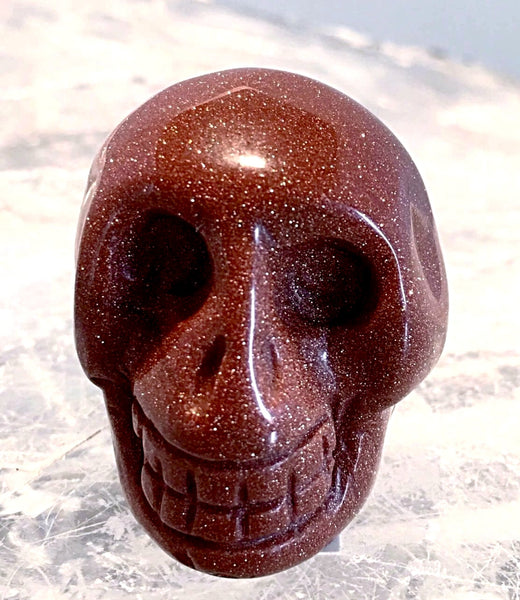 Gemstone Goldstone Skull 40mm - New Earth Gifts