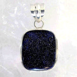 Sterling Blue Goldstone Rounded Square Pendant-New Earth Gifts