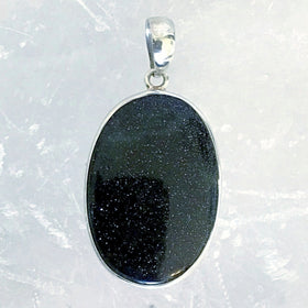 Sterling Blue Goldstone Oval Pendant - New Earth Gifts